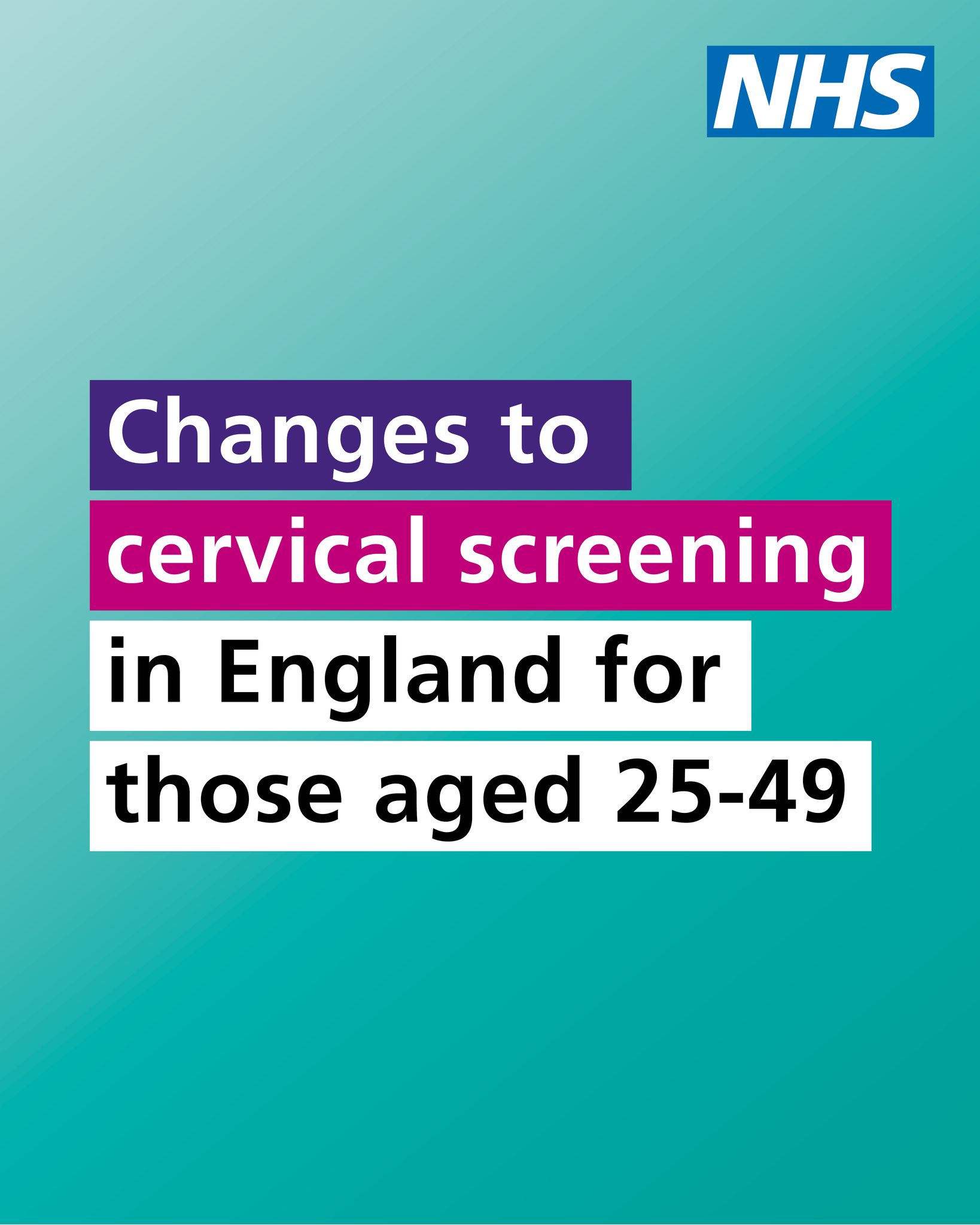 'Changes to cervical screening in England for those aged 25-49. NHS.' 