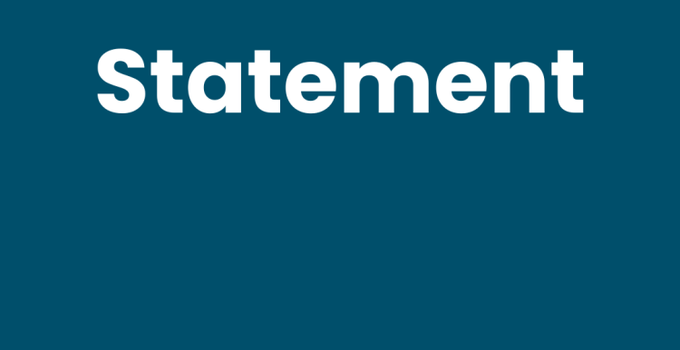 Graphic with a dark blue background featuring the word "Statement" in large white bold text in the centre. The Healthwatch Halton logo is in the bottom right corner, and three coloured semi-circles (pink, green, and blue) appear in the bottom left corner.