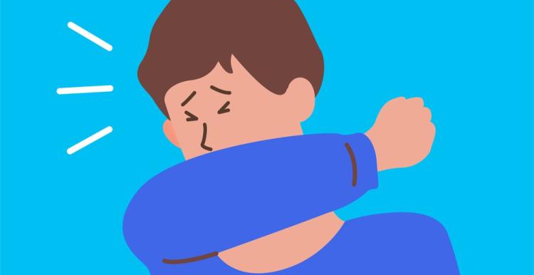 Coughing in to elbow graphic. 