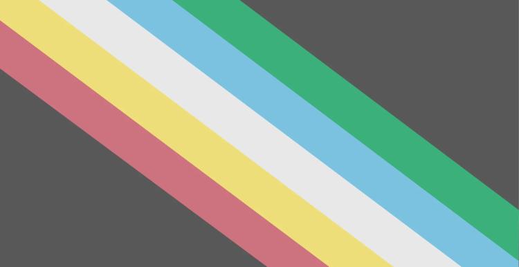 Disability Pride flag. Green, blue, white. yellow and red stripes. 
