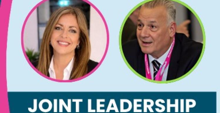 'Healthwatch Warrington Healthwatch Halton joint leadership.' Photographs of joint CO and Joint chair.