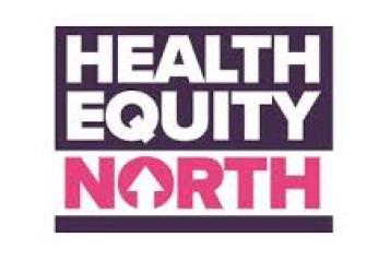 Health Equity North logo. North has an upward pointing arrow in the O.