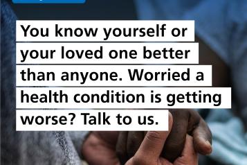 'Martha's rule NHS. You know yourself or your loved one better than anyone. Worried a health condition is getting worse? talk to us.' Two hands are seen holding each other. 
