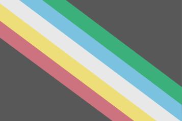 Disability Pride flag. Green, blue, white. yellow and red stripes. 