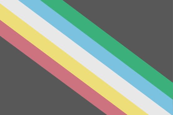 Disability Pride flag. Green, blue, white. yellow and red stripes. 